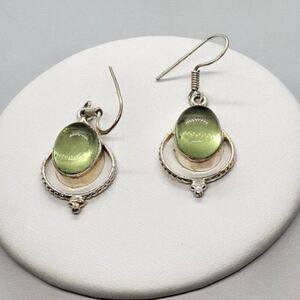 Vintage, Green Amethyst, Stamped .925 Sterling Silver Earrings